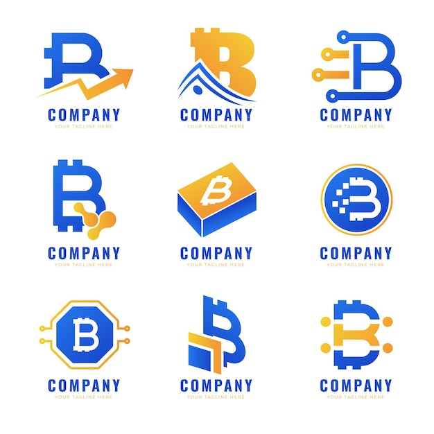 Paquete de logotipos degradados de bitcoin