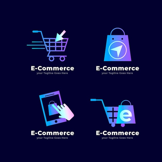 Paquete de logotipos degradados de comercio electrónico