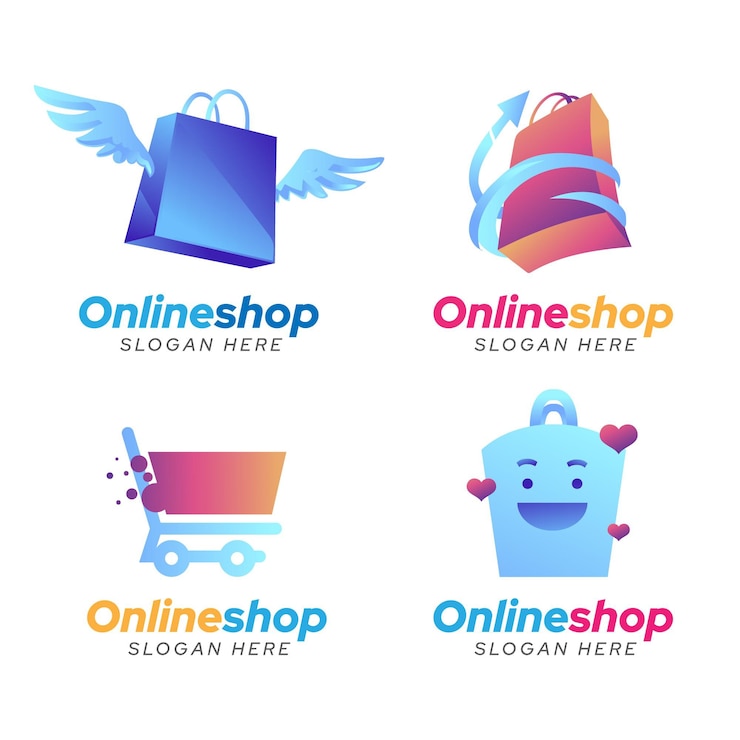 Vector gratuito paquete de logotipos degradados de comercio electrónico