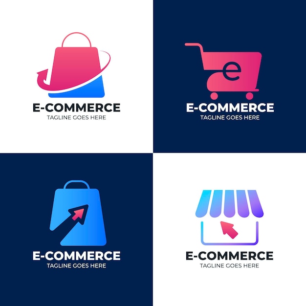 Paquete de logotipos degradados de comercio electrónico