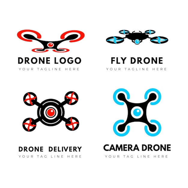 Paquete de logotipos de drones de diseño plano