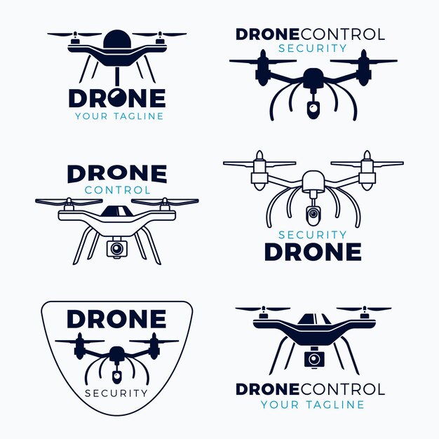 Paquete de logotipos de drones de diseño plano