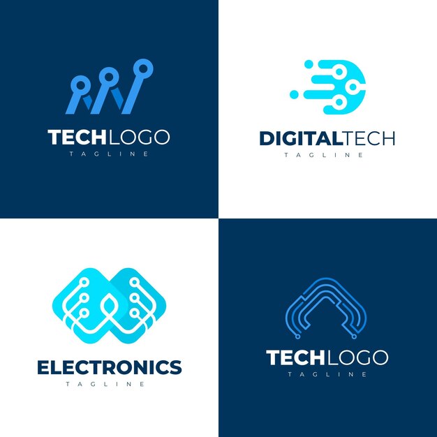 Paquete de logotipos de electrónica plana