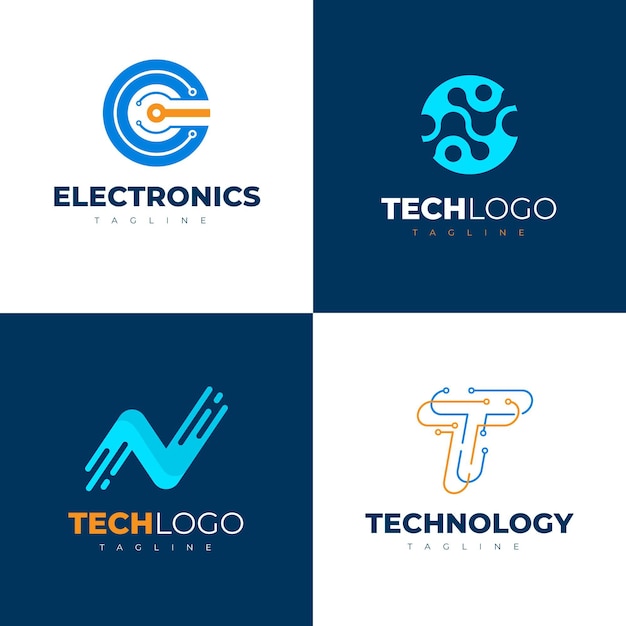 Paquete de logotipos de electrónica plana