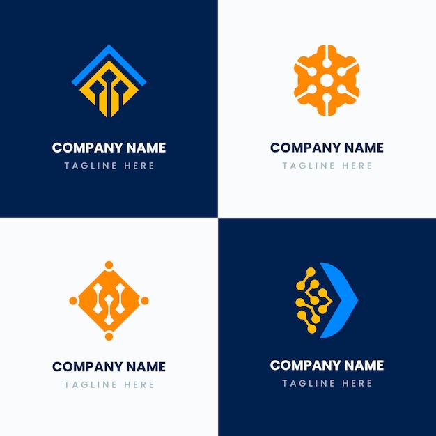 Paquete de logotipos de electrónica plana