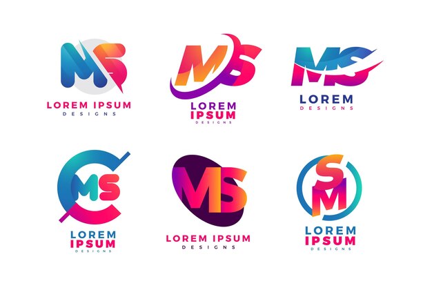 Paquete de logotipos de ms de colores degradados