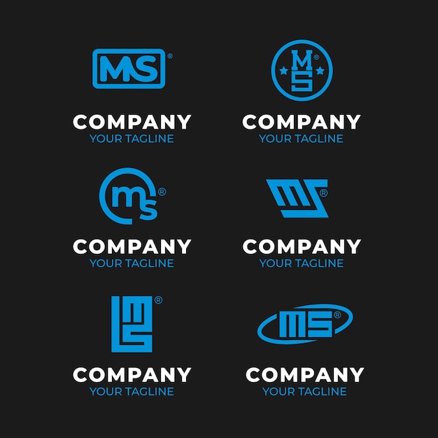 Vector gratuito paquete de logotipos de ms de diseño plano