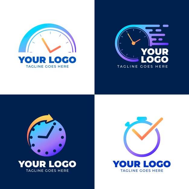 Paquete de logotipos de relojes degradados