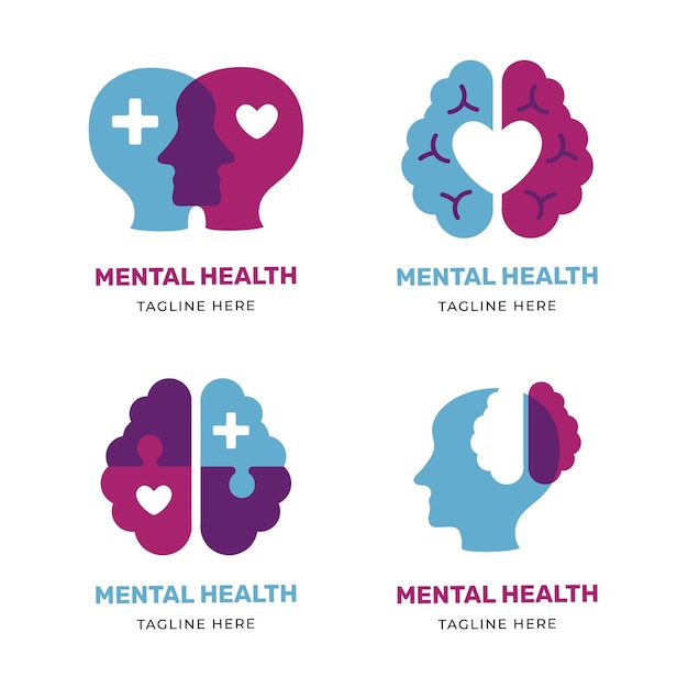 Paquete de logotipos de salud mental plana moderna