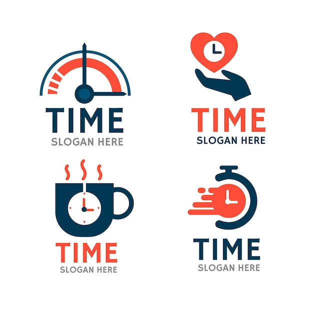 Vector gratuito paquete de logotipos de tiempo de diseño plano