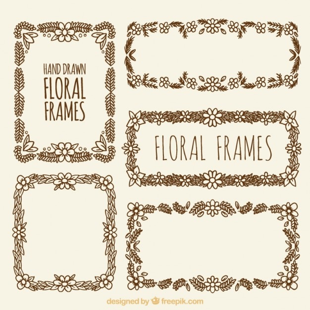 Vector gratuito paquete de marcos florales dibujados a mano
