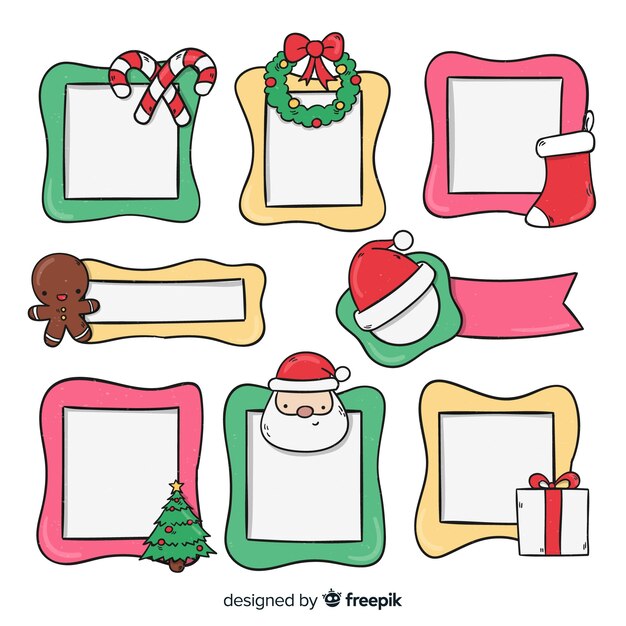 Paquete marcos de navidad dibujados a mano