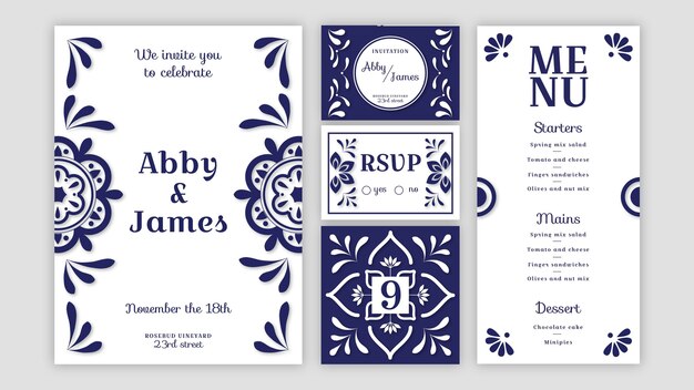 Paquete mínimo de papelería de boda
