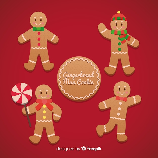 Vector gratuito paquete navidad galletas hombre pan de jengibre