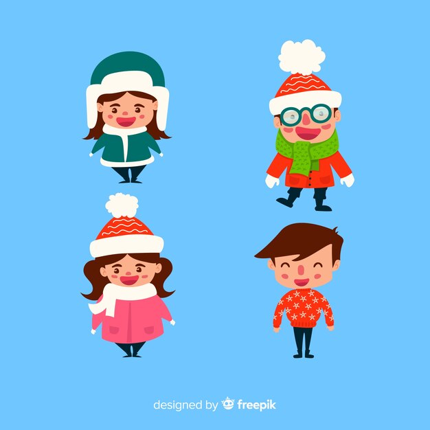 Paquete niños felices dibujados a mano