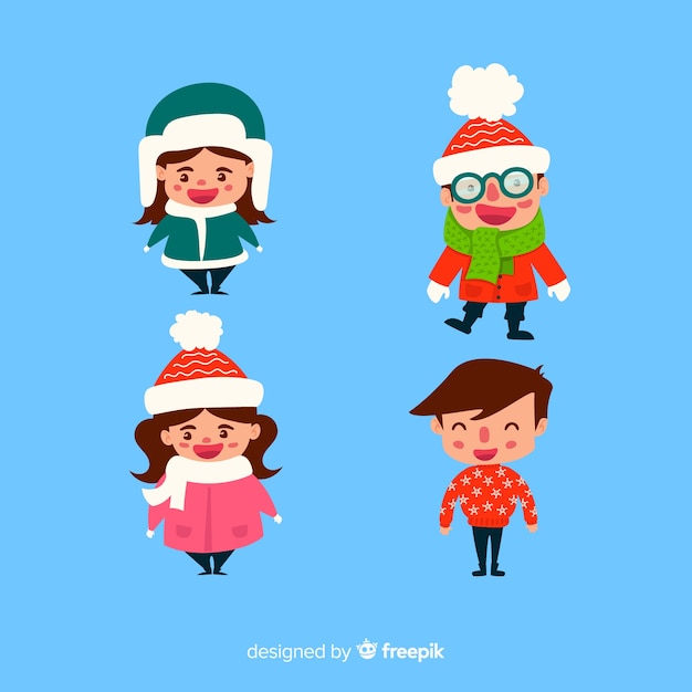 Paquete niños felices dibujados a mano