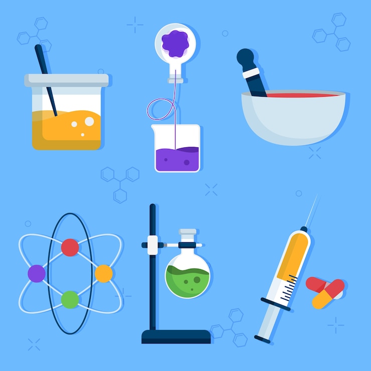 Vector gratuito paquete de objetos de laboratorio de ciencias