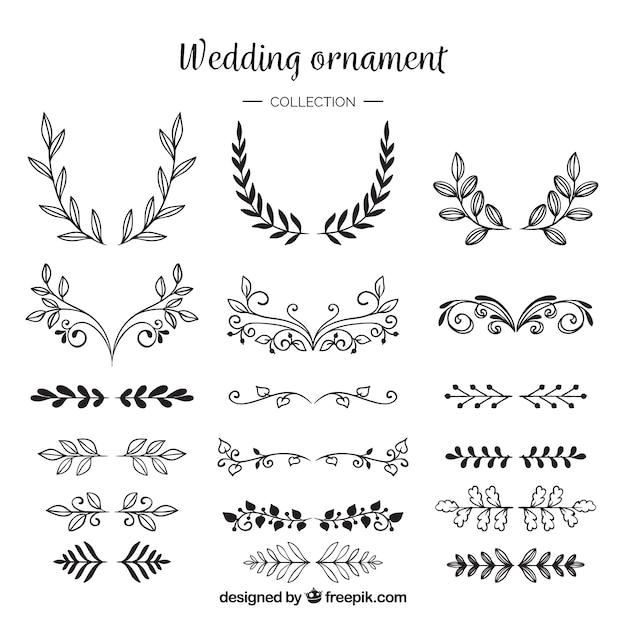 Paquete de ornamentos de boda con tinta