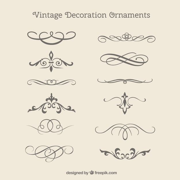 Vector gratuito paquete de ornamentos vintage decorativos