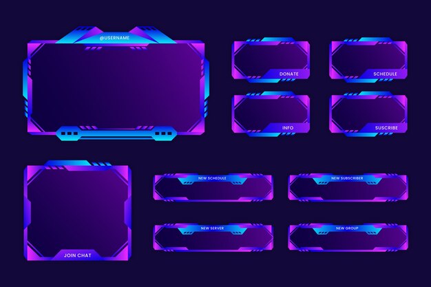 Paquete de paneles twitch de colores degradados
