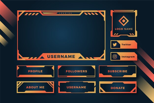Paquete de paneles twitch de colores degradados
