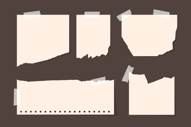Paquete de papel rasgado en diferentes formas