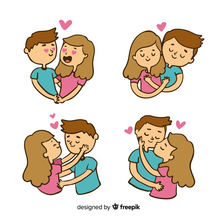 Vector gratuito paquete parejas dibujadas a mano san valentín