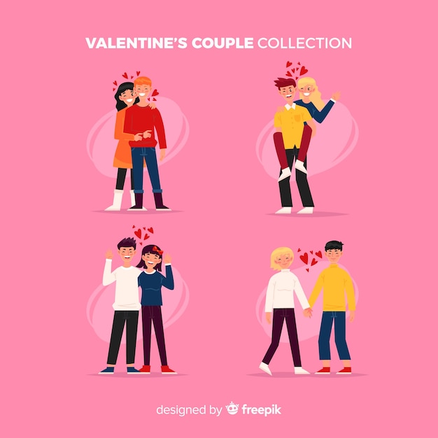 Vector gratuito paquete parejas felices san valentín