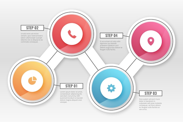 Vector gratuito paquete de pasos de infografía degradados