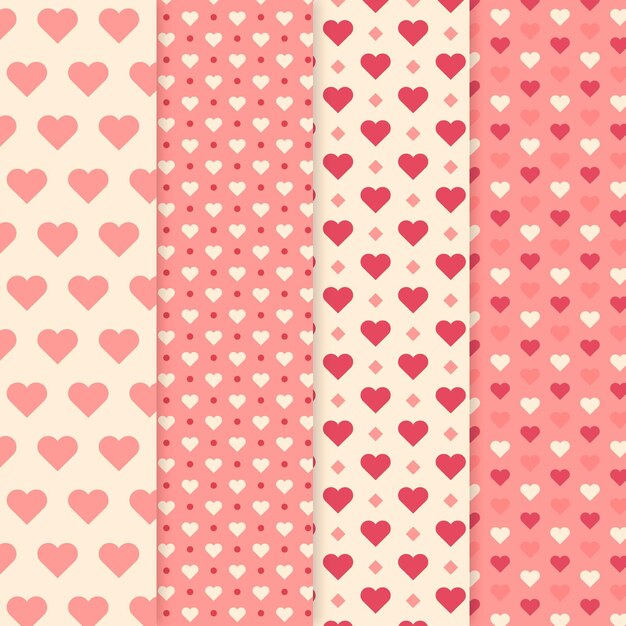 Paquete de patrón de corazón plano