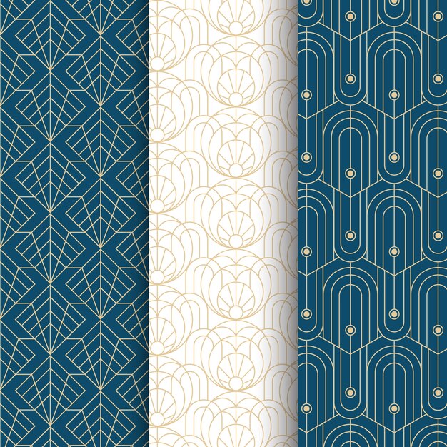 Paquete de patrones art deco de diseño plano