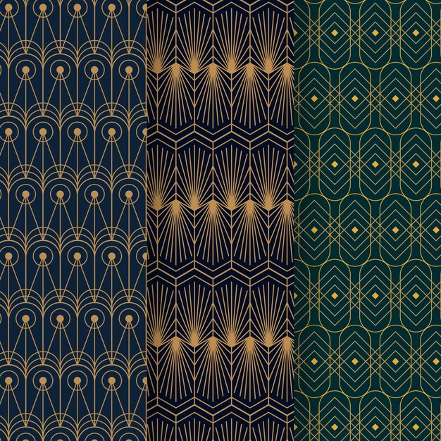 Paquete de patrones art deco de diseño plano
