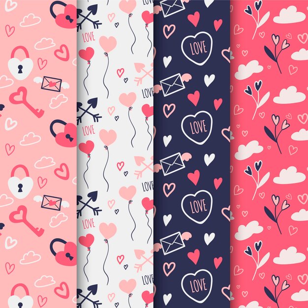 Paquete de patrones de celebración del día de San Valentín