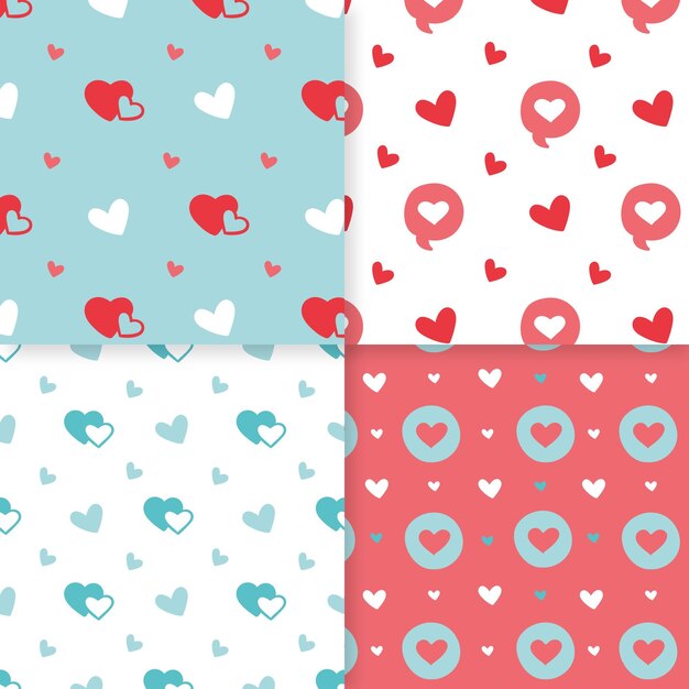 Paquete de patrones de corazón dibujado a mano