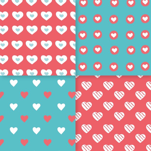 Paquete de patrones de corazón dibujado a mano