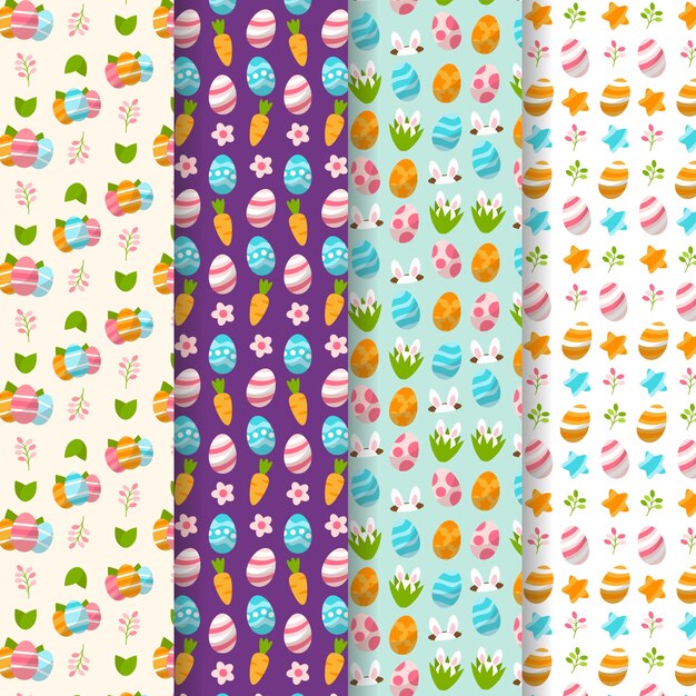Paquete de patrones de día de pascua de diseño plano