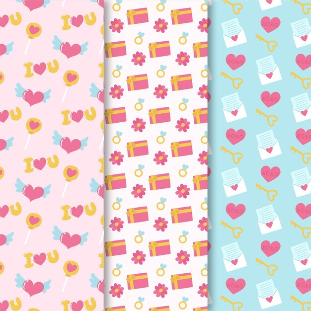 Paquete de patrones dibujados a mano de San Valentín