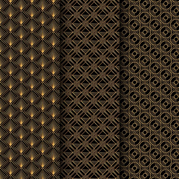 Paquete de patrones sin fisuras con degradado art deco
