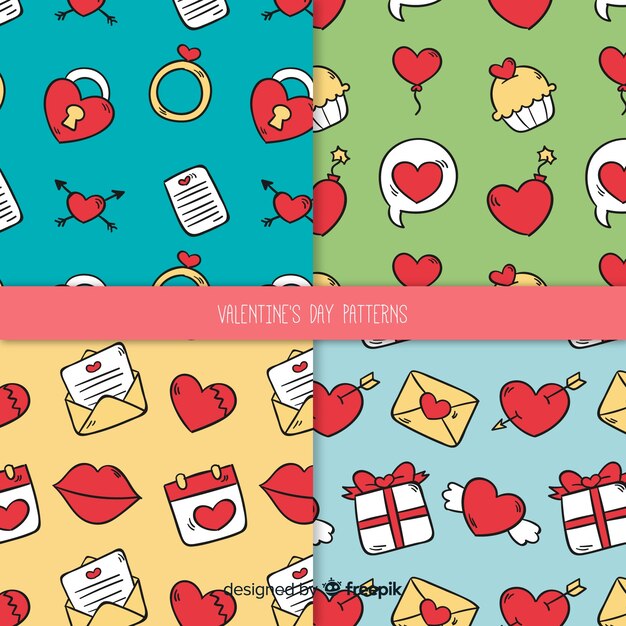 Paquete patrones garabatos san valentín