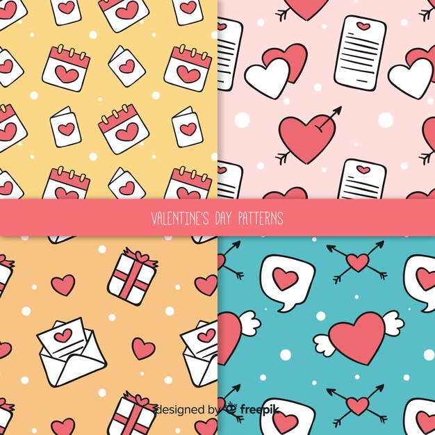 Paquete patrones garabatos san valentín