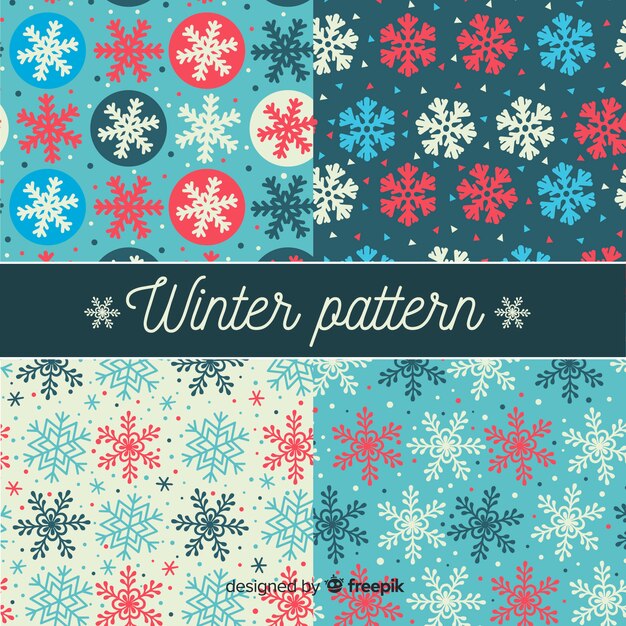 Paquete patrones invierno copos de nieve