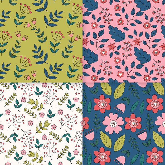 Paquete de patrones de primavera dibujados a mano