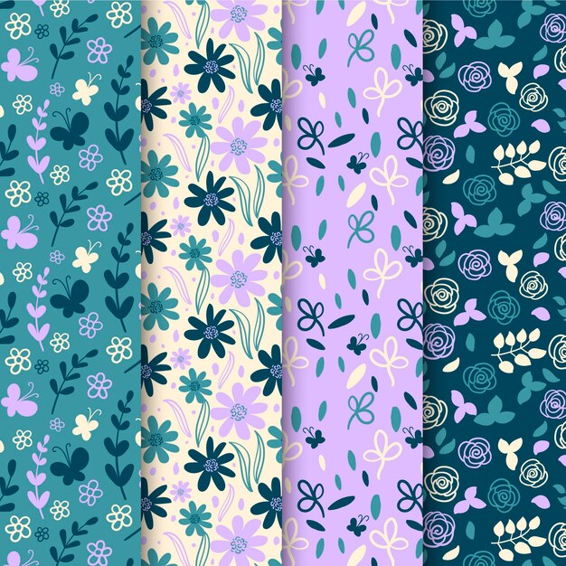 Paquete de patrones de primavera dibujados a mano