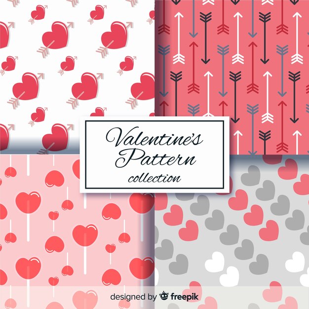 Paquete patrones san valentín corazones y flechas