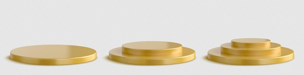 Vector gratuito paquete de pedestal de vector de conjunto de podio de oro aislado 3d