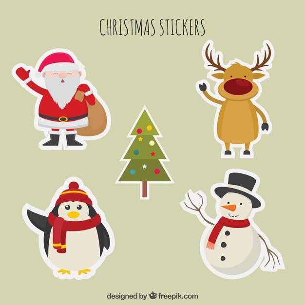 Paquete de pegatinas de adorables personajes de navidad