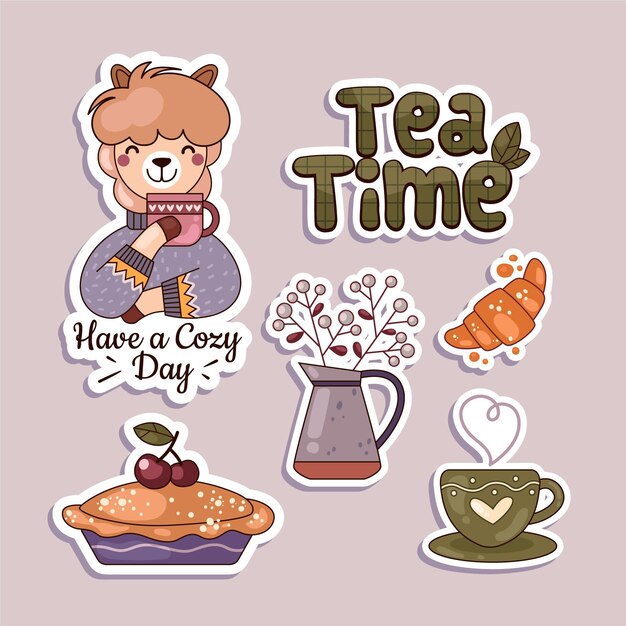 Paquete de pegatinas de diseño plano Hygge