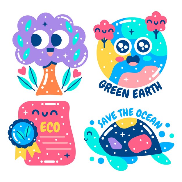 Paquete de pegatinas de ecología deslumbrante