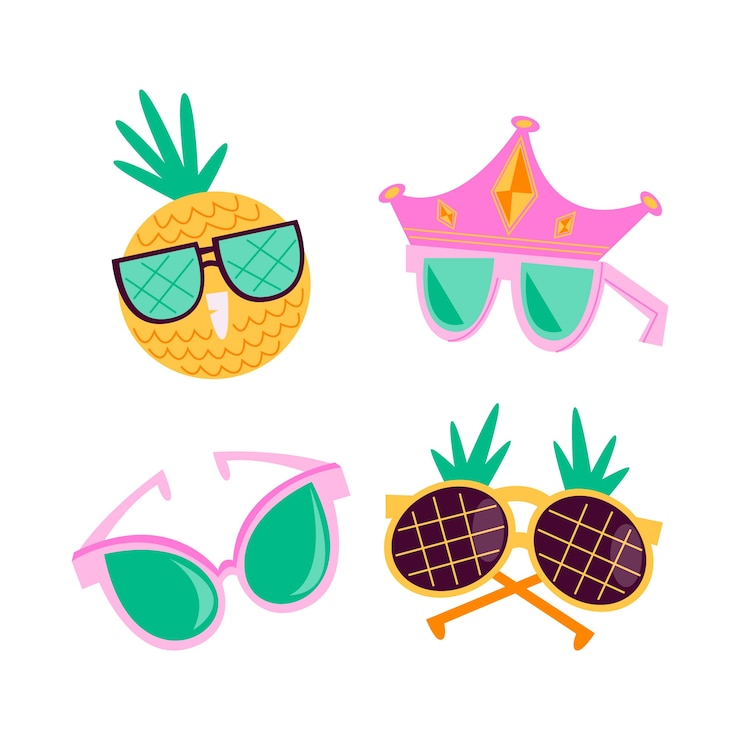 Vector gratuito paquete de pegatinas de gafas de dibujos animados retro