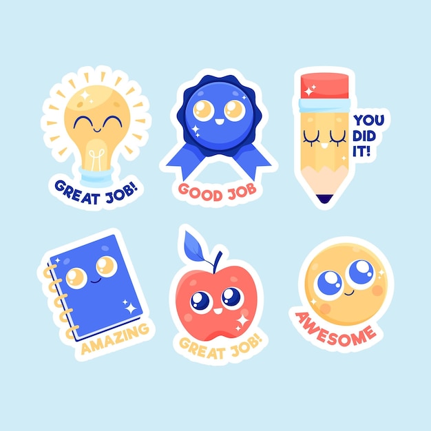 Paquete de pegatinas de gran trabajo de dibujos animados